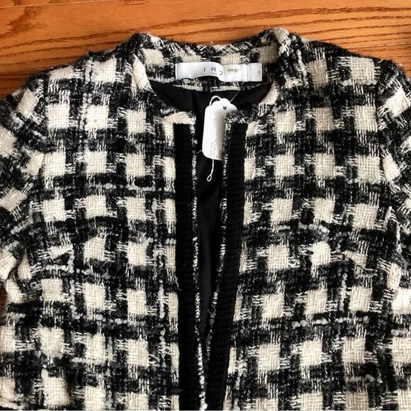 Iro Pelipa Blazer Houndstooth Tweed Open Black White Jacket Women’s Size 2 (32) - Picture 5 of 13